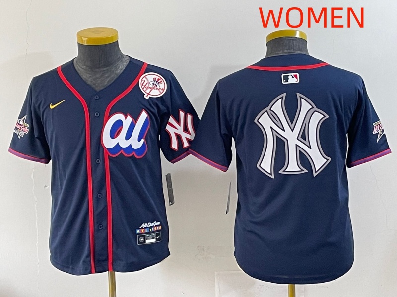Women 2025 New York Yankees Blank Drak Blue All star Blank Blue Nike MLB Jersey style 10